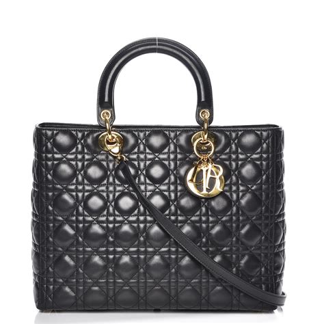 dior lamb lady dior large black|lady dior cannage bag.